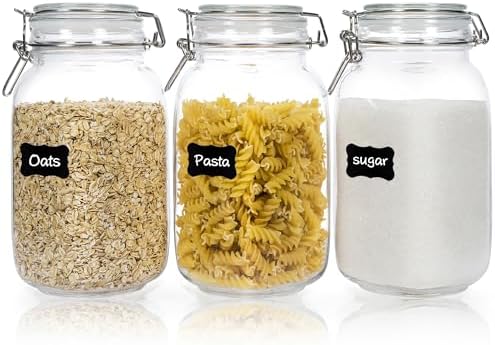 CHEFSTORY 50oz Glass Food Storage Jars, 3 Pack
