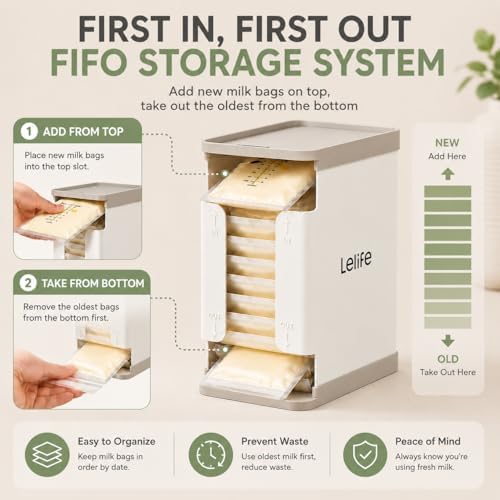 Breast Milk Bag Organizer with Aluminum Freeze Tray, FIFO Storage