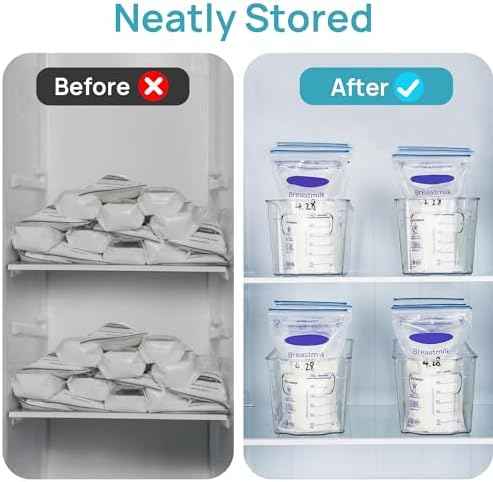 Vtopmart 4Pcs Clear Breastmilk Storage Bags Container in Freezer Fridge