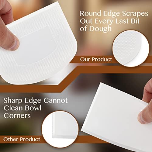 Plastic Bench Scraper for Baking - 2 White Bowl Scraper - Flexible