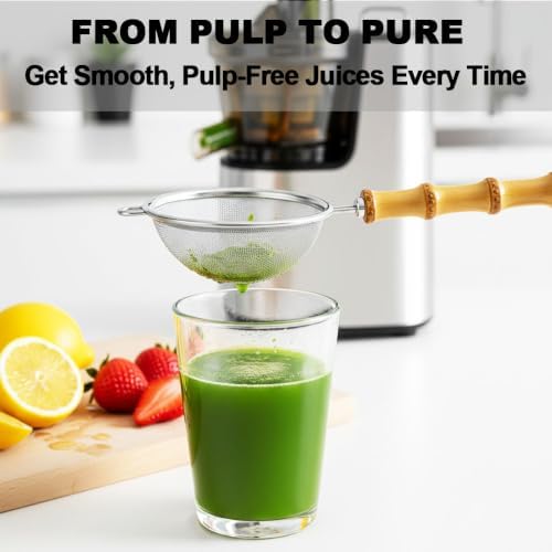 2PCS Loose Leaf Tea Strainer with Bamboo Handle Fine Mesh Stainless