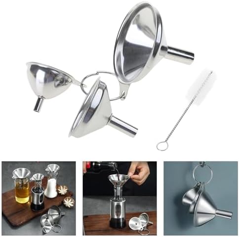 3Pcs Stainless Steel Kitchen Funnel Set Food Grade Metal Small Oil