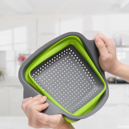 3 Set of Collapsible Colander, Folding and Expandable Square Silicone
