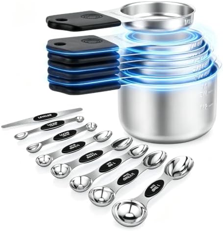 Magnetic Measuring Cups and Spoons Set, 304 Stainless Steel Fits
