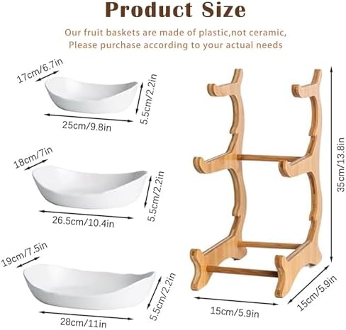 Fruit Bowl for Kitchen Counter, 3 Tier Plastic Serving Bowls with