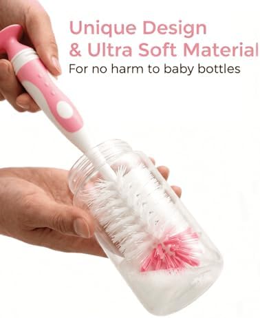 Baby Bottle Brush Set, Suction Base, Hidden Cleaner & Straw Brush