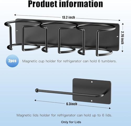 Magnetic Stanley Cup Holder for Fridge, 2 Pack Tumbler Organizer with