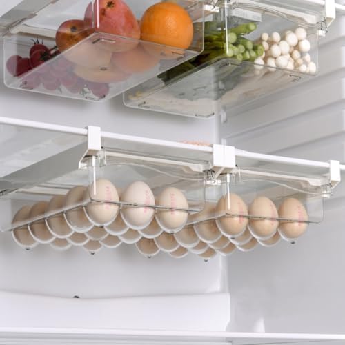 Fridge Egg Organizer Dispenser, 15 Count ABS Plastic Kitchen Storage