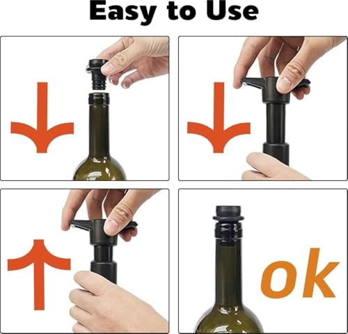 Vacuum Wine Saver Pump with 4 Reusable Stoppers, Silicone Wine Stopper