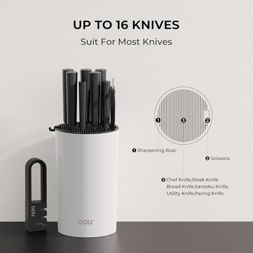 OOU Round Kitchen Knife Block Holder, White