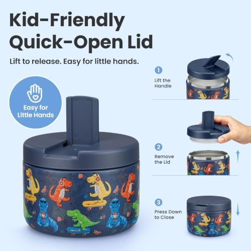 Pawtong 12oz Insulated Vacuum Food Jar with Buckle Lid Wide Mouth Soup