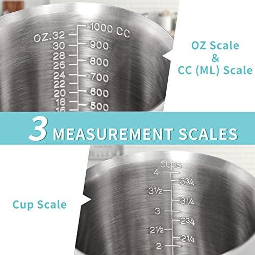 Newness 2 Pack Stainless Steel Measuring Cup, Metal Measuring Cup with