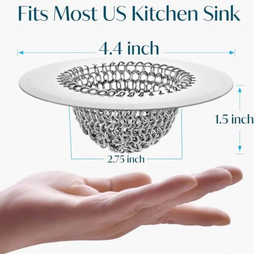 2 Pack Chainlink Sink Drain Strainers, 4.4 Inch