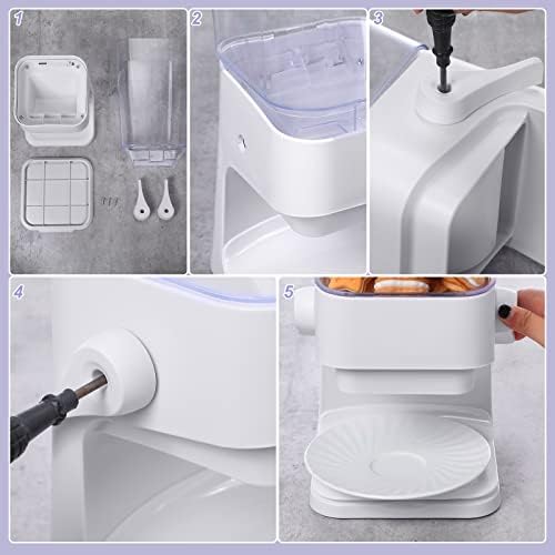 Hoolerry 3 Pack Cereal Dispenser Countertop 5500ml Large Cereal Containers Storage Dispenser Dry Food Dispenser Storage Rice Candy Dispenser Machine for Oatmeal Pet Food Home Office Pantry Bar (White)
