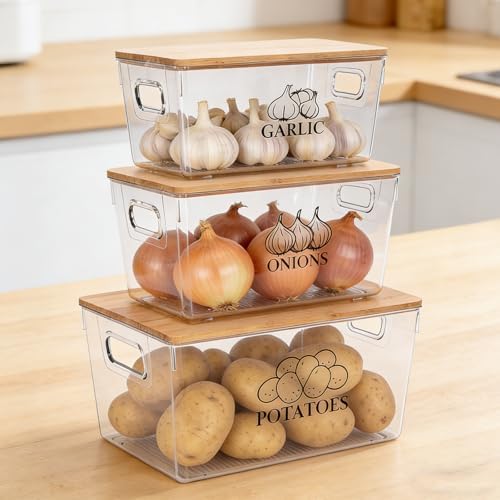 3 Pack Onion and Garlic Potato Storage Baskets,Stackable Vegetable