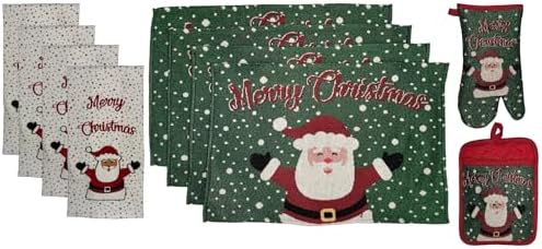Set of 10, Snowfall Laughing Santa Claus Saying Merry Christmas Design