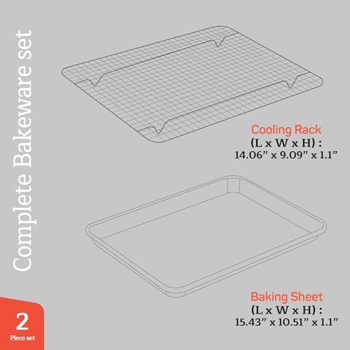 Baking Pan Set - 10.5" x 15" Aluminum Baking Pan with Stainless Steel