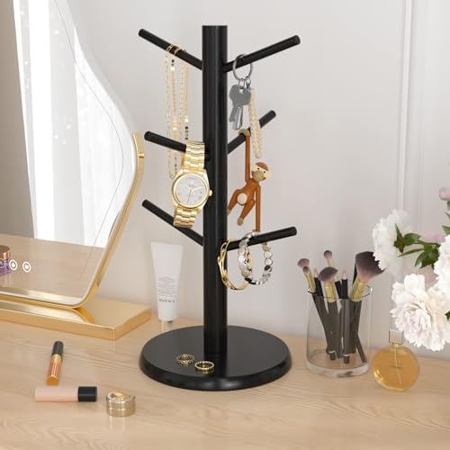 Coffee Mug Holder with 6 Hooks, Bamboo Mug Tree Stand for Countertop