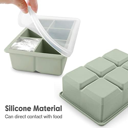 Excnorm Silicone Ice Cube Trays, 3‐Pack Large Square Molds with Lid