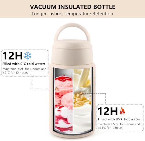 Insulated Vacuum Food Jar with Spoon, 18oz, White