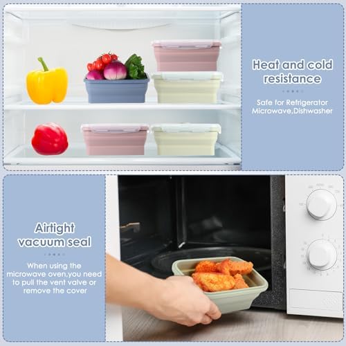 Mifoci 6 Pcs Collapsible Food Storage Containers with Lid, Morandi