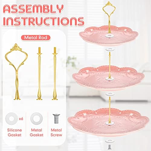 Tanlade 2 Pcs Porcelain Cupcake Stand 3 Tier Serving Tray Dessert