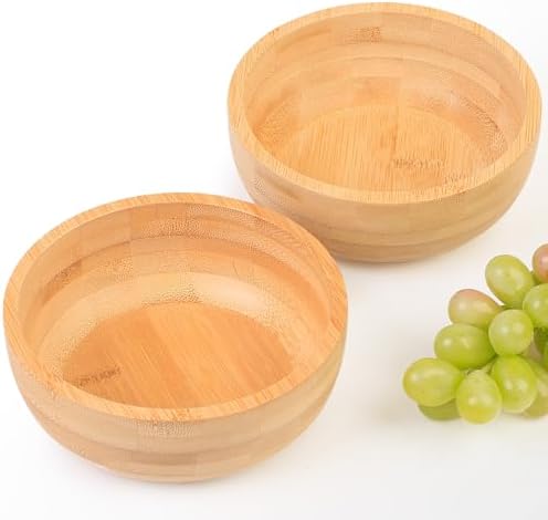 Soup Bowls Set of 2 for Dessert/Cereal/Pasta/Fruit | Natural Bamboo