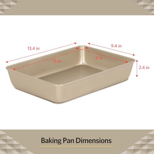 Glad Baking Pan Nonstick - Oblong Metal Dish for Cake and Lasagna