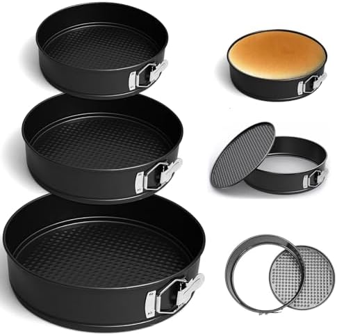 7, 9, 11 Inches Springform Pan Set, Non-Stick Round Spring Form With