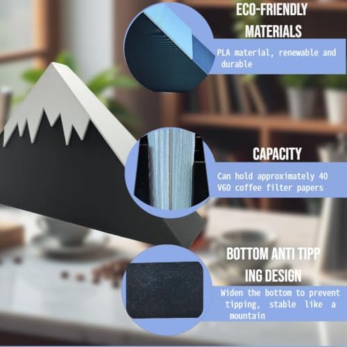 V60 Coffee Filter Paper Holder for #01#02 Cone Filters - 3D Printed