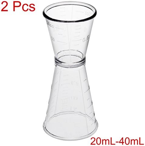 uxcell 2 Pcs Double Clear Jigger Plastic Measure Cup for Bar Party