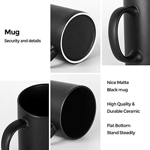 harebe 11 OZ Classic Coffee Mugs Set of 4, Family Ceramic Cup for