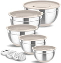TeamFar Mixing Bowls Set of 5, Stainless Steel Nesting Salad Bowl with