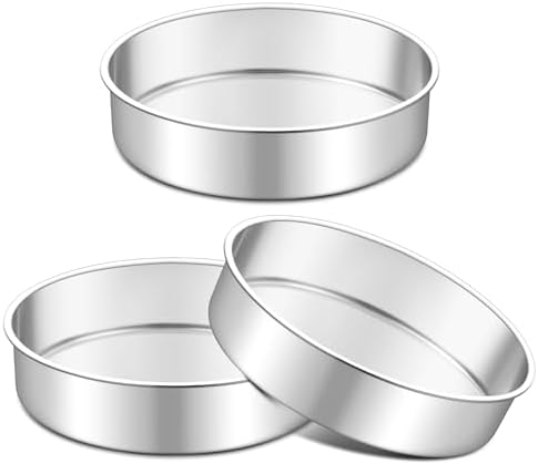 TeamFar 7 Inch Cake Pan Set of 3, Stainless Steel Round Cake Baking