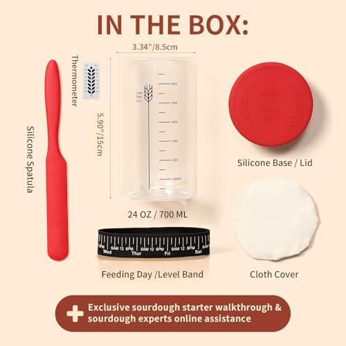 Sourdough Starter Jar Kit, 24 oz Wide Mouth Glass Jar