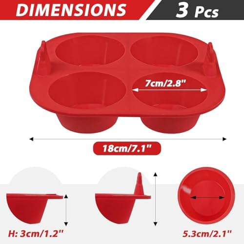 Webake 3PCS Silicone Air Fryer Muffin Pan for Baking 4 Cavity Air