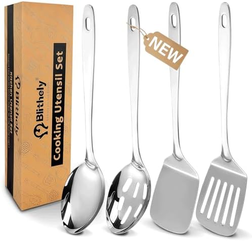 Stainless Steel Spatula Spoon Set, 4PCS Large Cooking Utensils Set