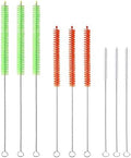 9PCS Reusable Long Colored Straw Cleaner Brush Set 12" Bendable
