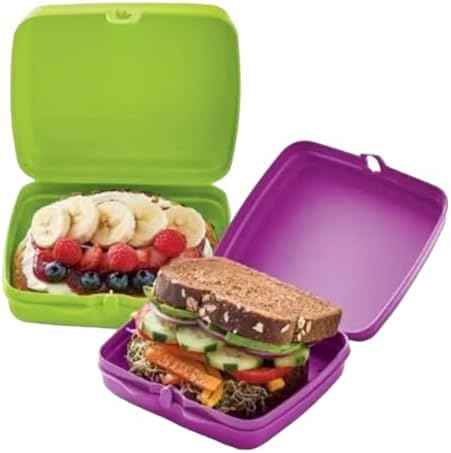 Tupperware Sandwich Keeper Set, Purple and Green