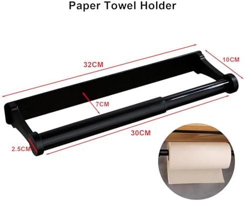MONEER Under Cabinet Paper Towel Holder, Aluminum Alloy, Black