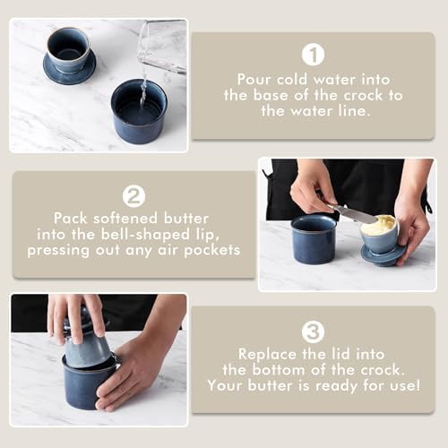 Ceramic Butter Crock with lid for Countertop,French Butter Dish
