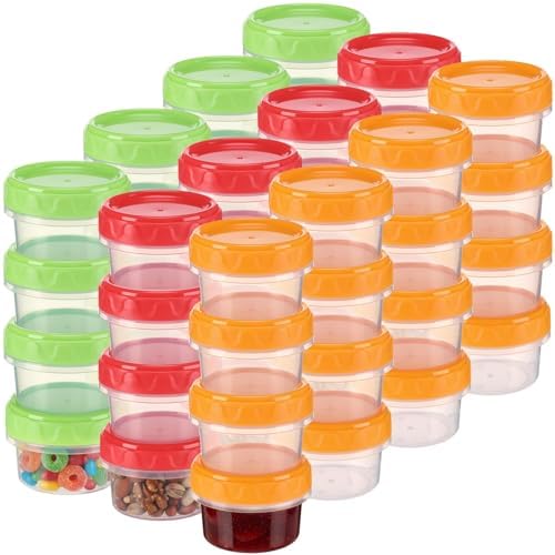 48 Packs 2 oz Reusable Small Plastic Containers Bulk with Leak Proof