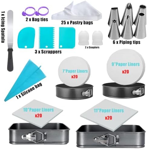 124Pcs Springform Pans Set, Round Square Cake Pans Sets, 7/9/10/11