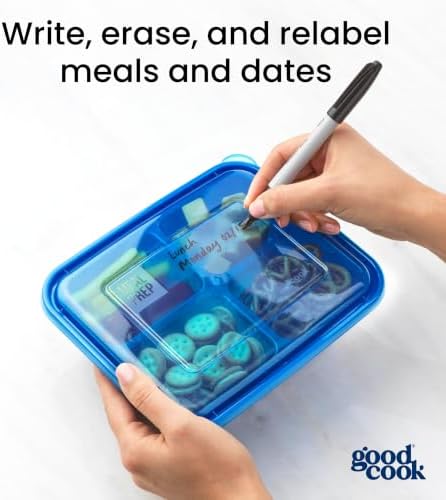 GoodCook Meal Prep Containers with Removable Bento Tray, Square