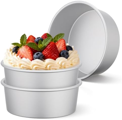 Beasea 8 Inch Cake Pans Set of 3, Aluminum Alloy Round Chiffon Cake