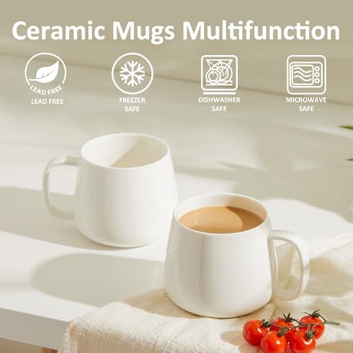 Teocera 16oz Ceramic Coffee Mugs Set of 4 – Stackable Latte Cups