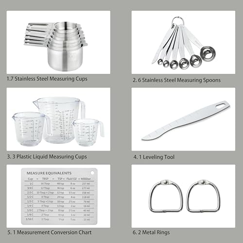 20PCS Measuring Cups and Spoons Set, Mituer Stainless Steel Nesting