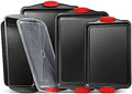 Nonstick Cookie Sheet Pans Set of 5 - Professional Quality Carbon