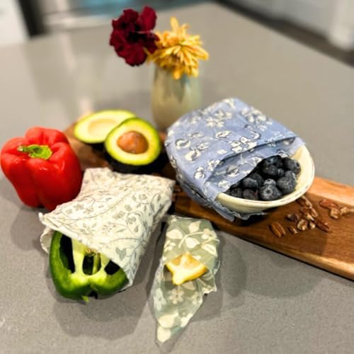 Beeswax Food Wraps 3 Pack (S, M, L) | Reusable, Organic, Plastic-Free