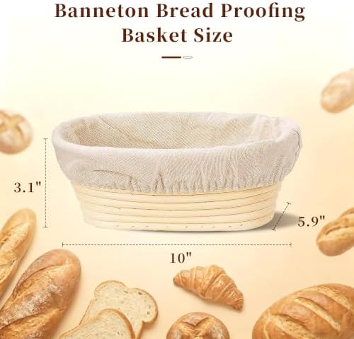 2 Pack 10 In Oval Banneton Bread Proofing Baskets